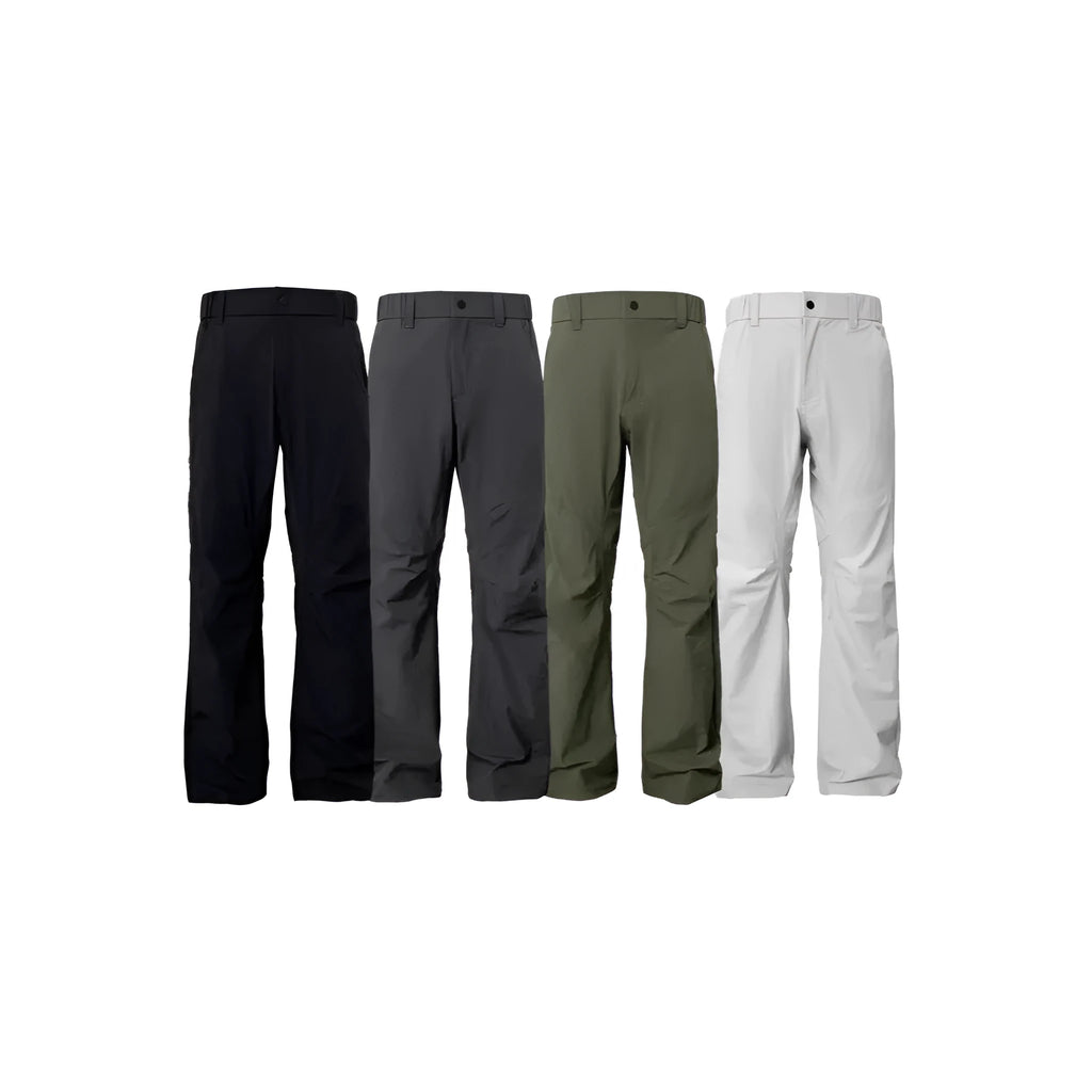 Straight leg casual trousers with elastic waistband in chemical fibre blend fabric