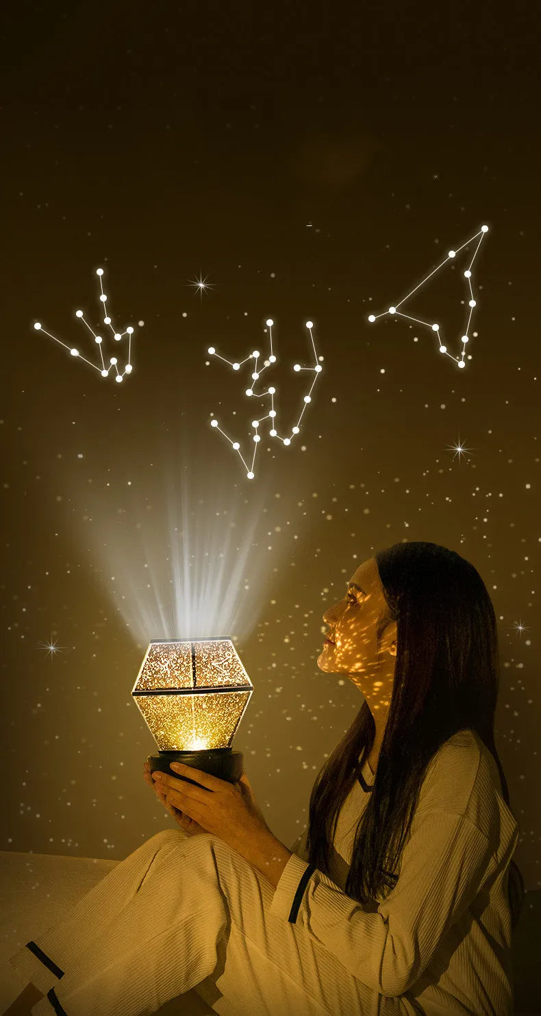 Children's rotating star night light with multi-colour LED lights in rotating and static modes