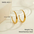 Titanium steel hoop earrings with geometric round design in gold and steel finish options