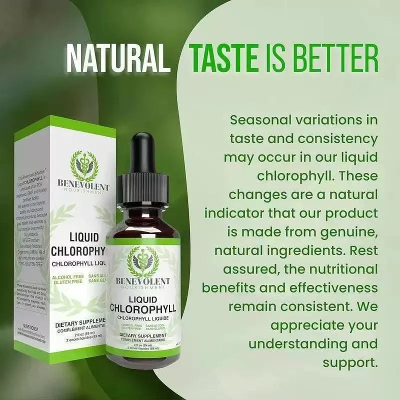 60ml bottle of natural liquid chlorophyll drops for adult intestinal care
