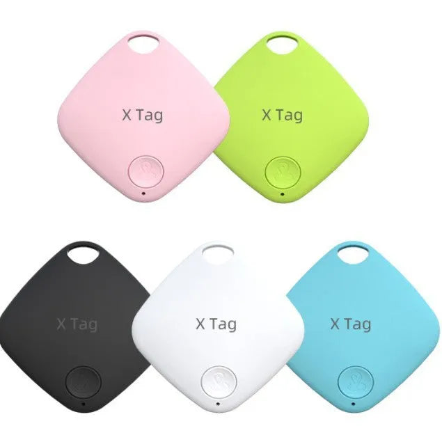Bluetooth anti-lost tracker with key ring attachment in black, blue, green, pink, or white colours