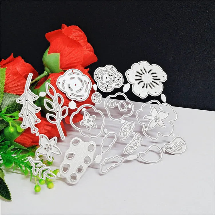 Silver carbon steel flower cutting mould for paper crafts measuring 14.3 by 9.9 centimetres
