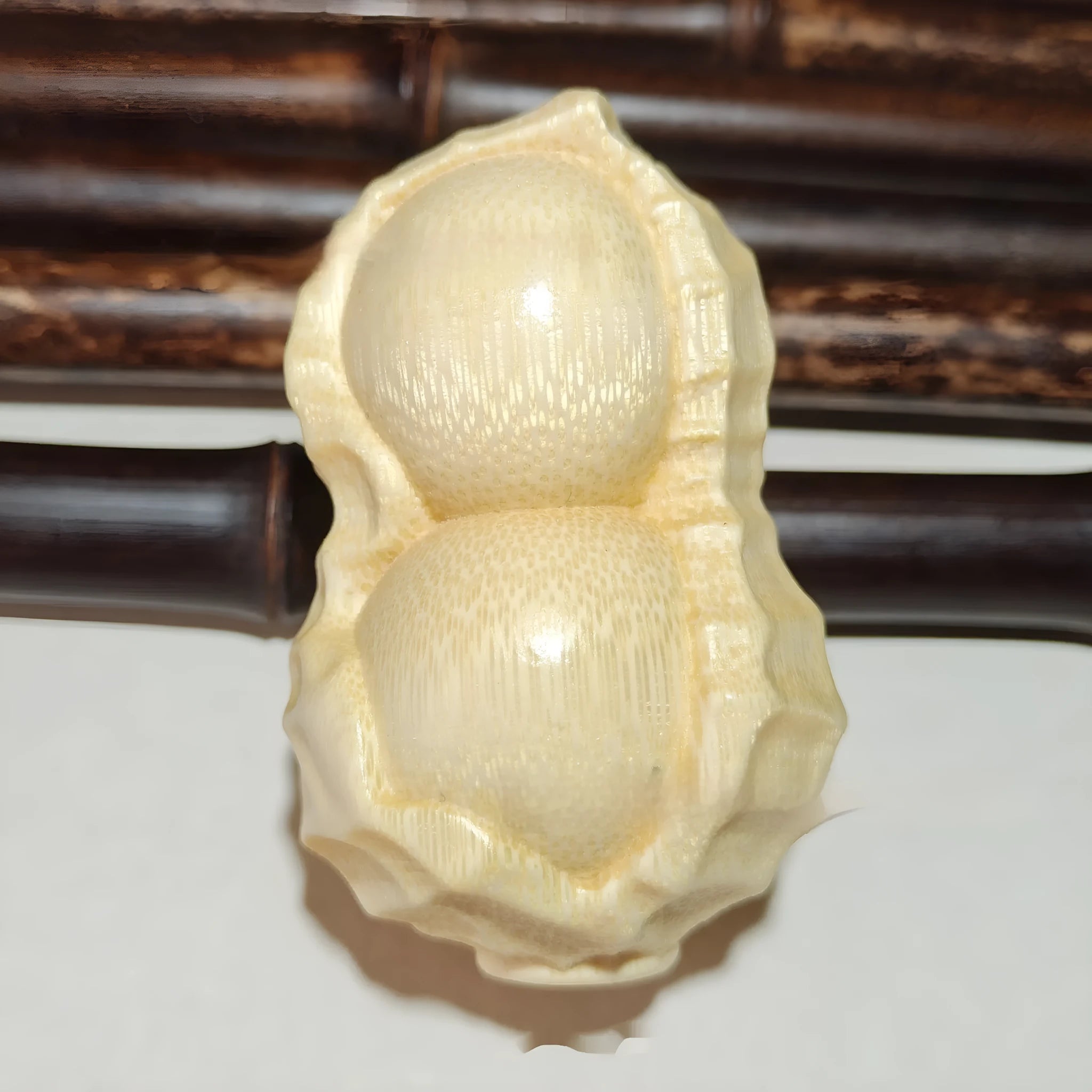 Solid natural bamboo carved peanut ornament with modern simplicity style for gifts