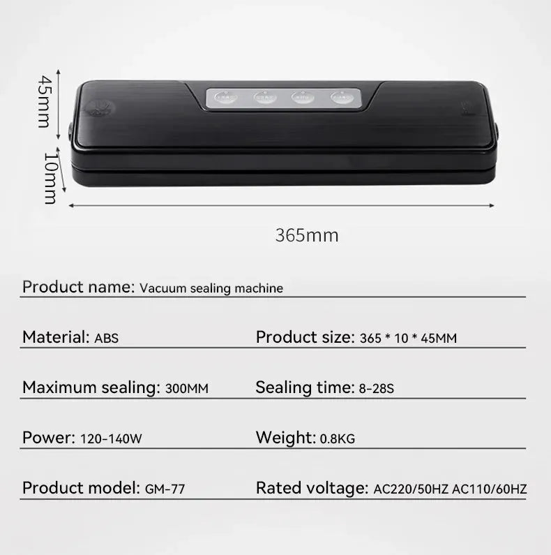 White automatic vacuum sealer machine for household food preservation with compact design