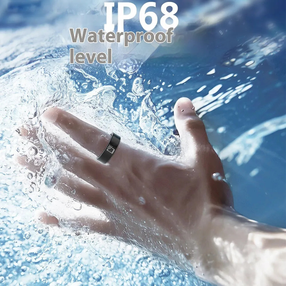 Black ceramic smart ring for health monitoring with heart rate and blood oxygen tracking