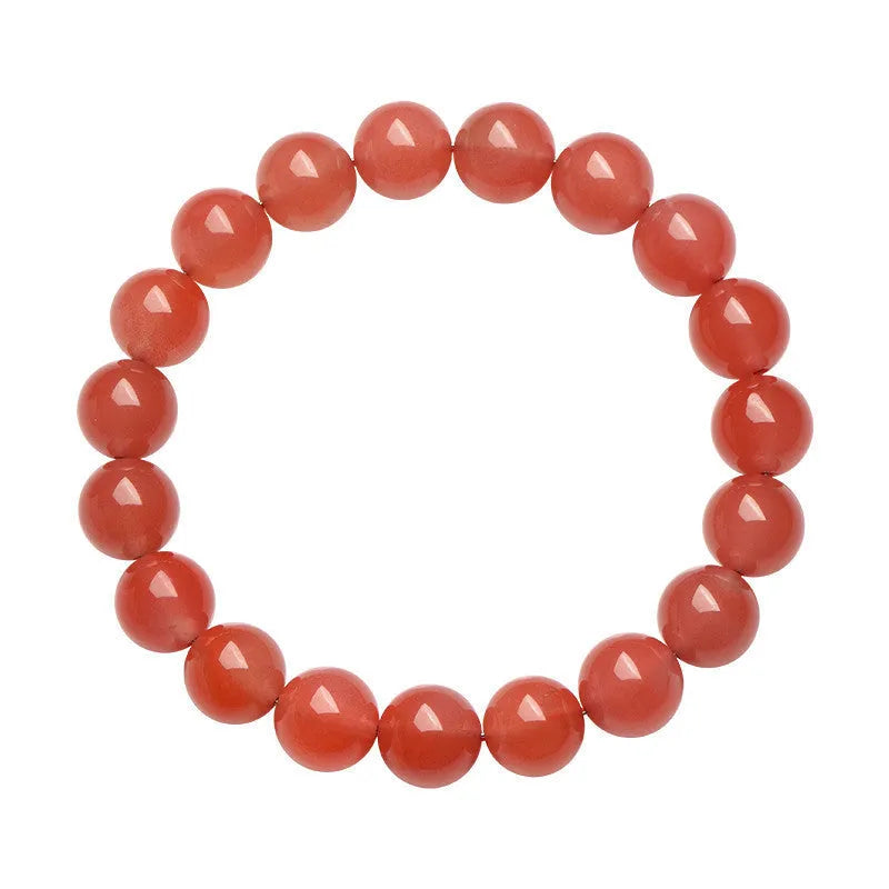 Polished natural South red cherry agate bracelet with round beads in single or three circle style
