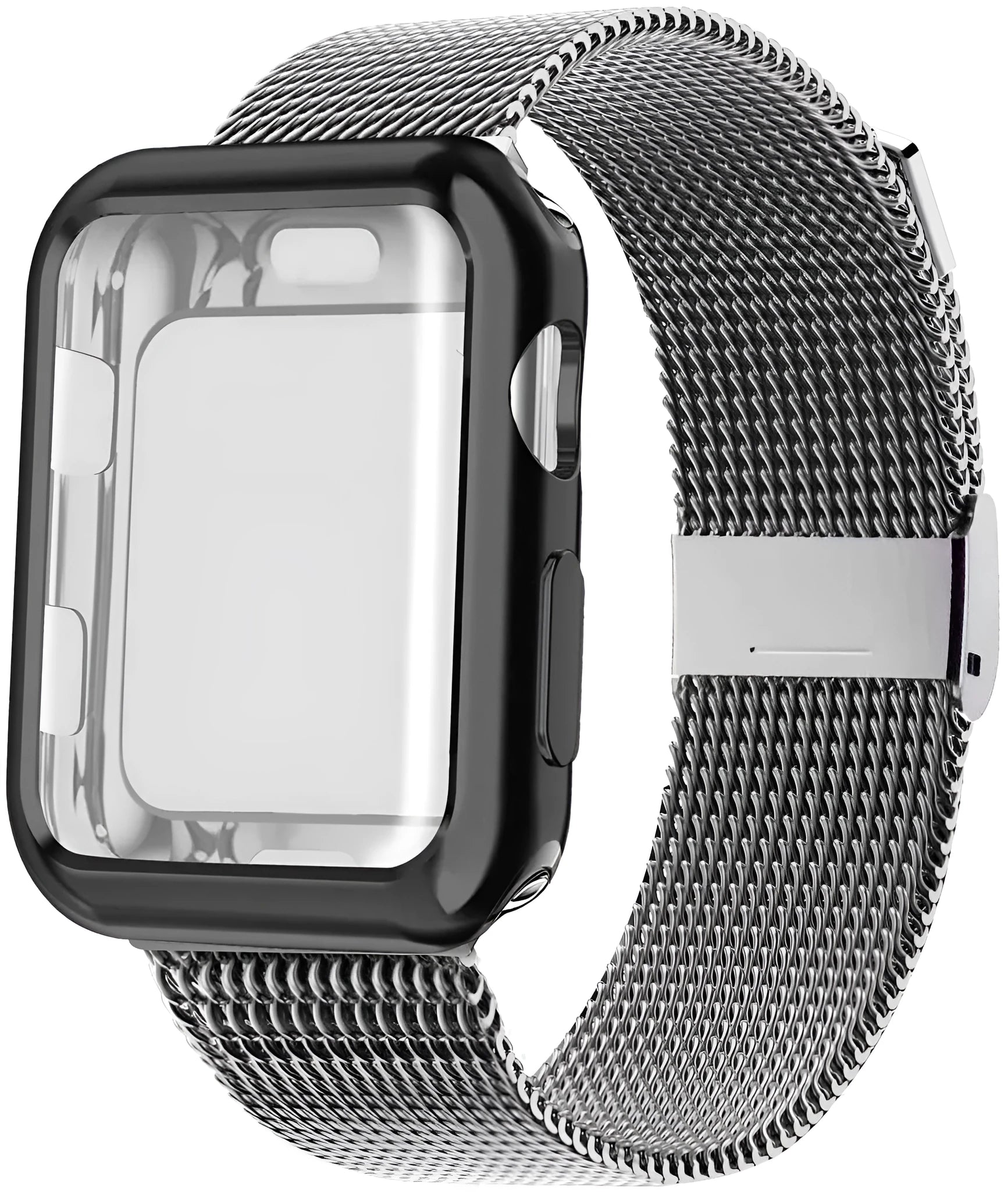 Magnetic metal Milanese loop Apple Watch band with TPU lining shown in multiple colours