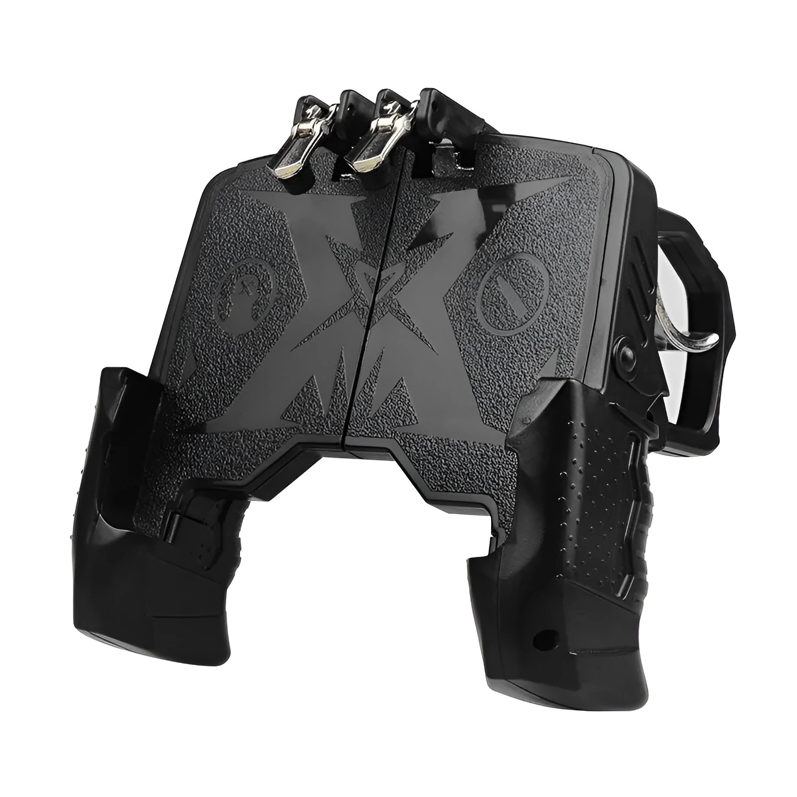Black wired mobile phone gamepad handle with physical buttons for gaming control