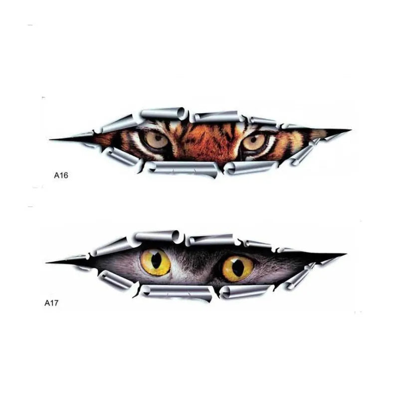 3D Tiger Eye or Eagle Eye pattern bumper sticker for car door decoration measuring 10x35cm