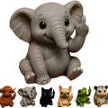Mini animal vertical middle finger doll resin figurine in cat, dog, elephant, frog, Highland cattle, mouse, or turtle styles