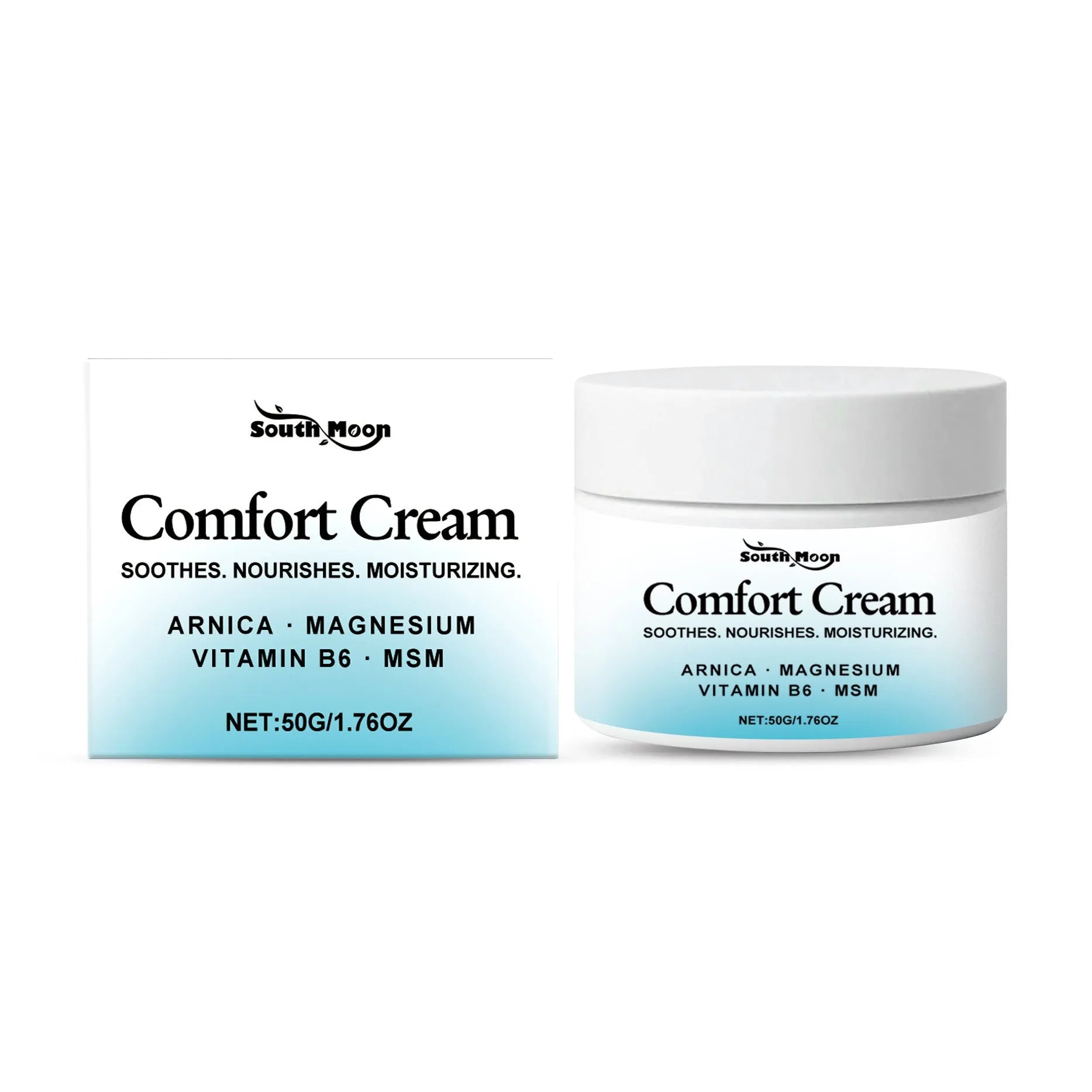 Gentle hydrating body moisturising cream in a 5cm diameter jar with 50g net weight