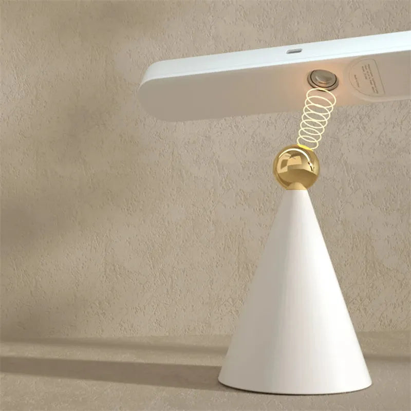 Geometric USB desk lamp with magnetic suction wall mount in white colour