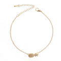Gold or silver alloy bracelet with a simple pineapple charm pendant.