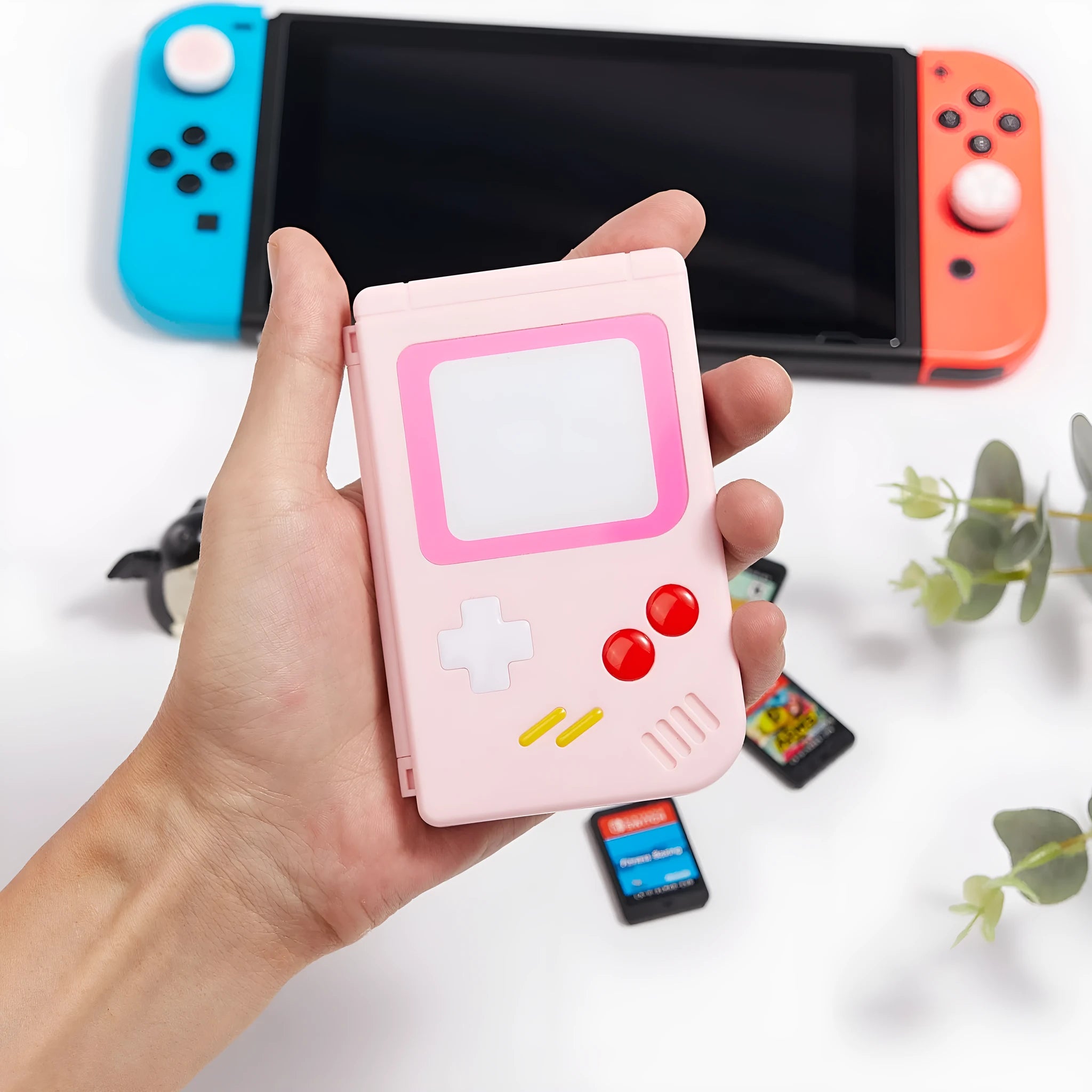 Blue Nintendo Switch game card storage box showing compact pocket-sized design