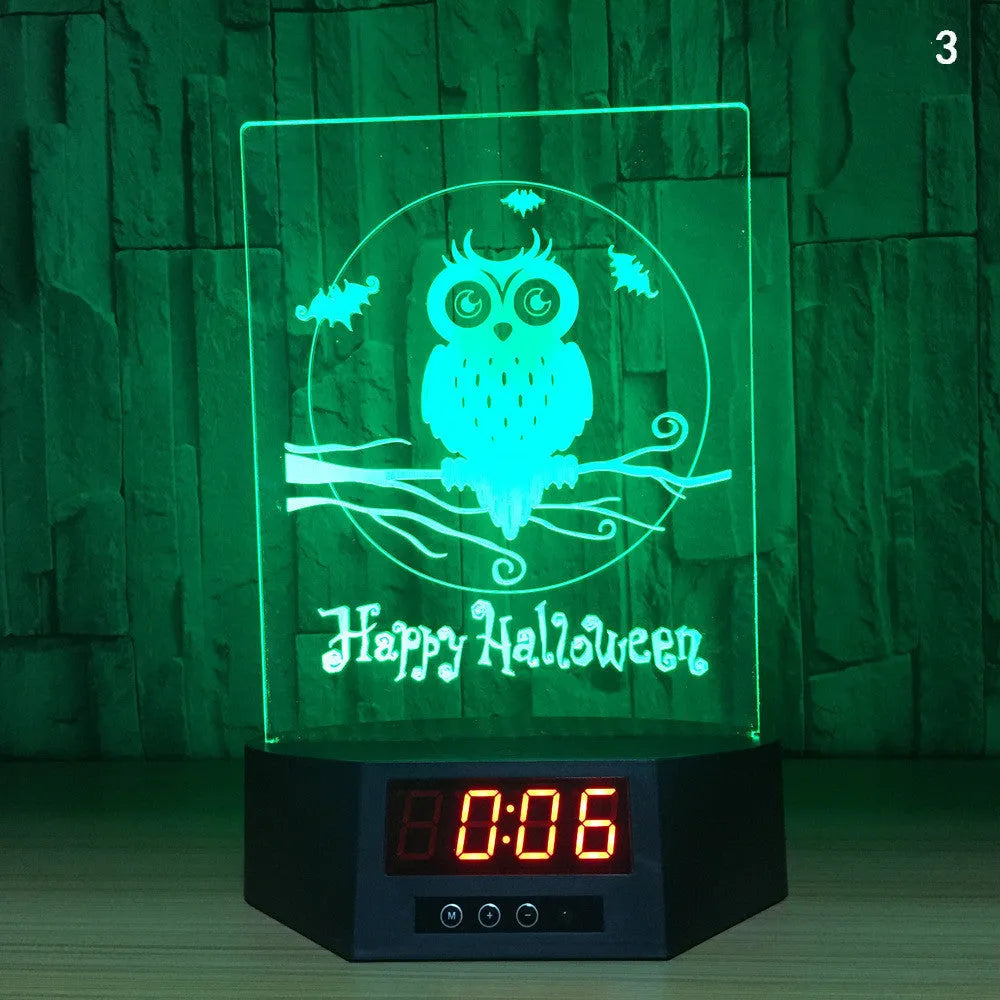Glowing blue dolphin 3D LED table lamp with remote control on a wooden surface.
