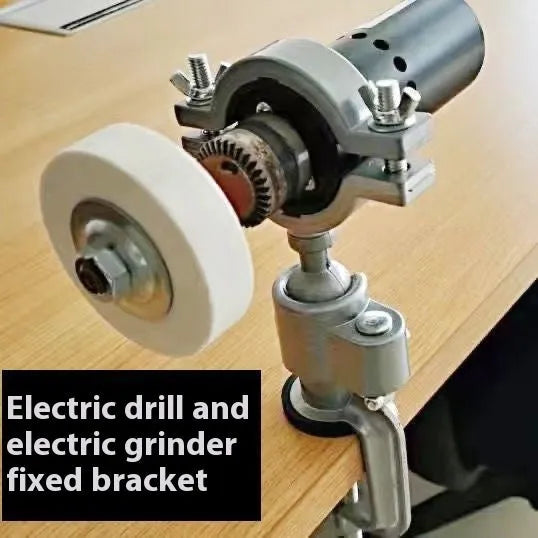 Bench vise with rotating bracket clamped to workbench edge
