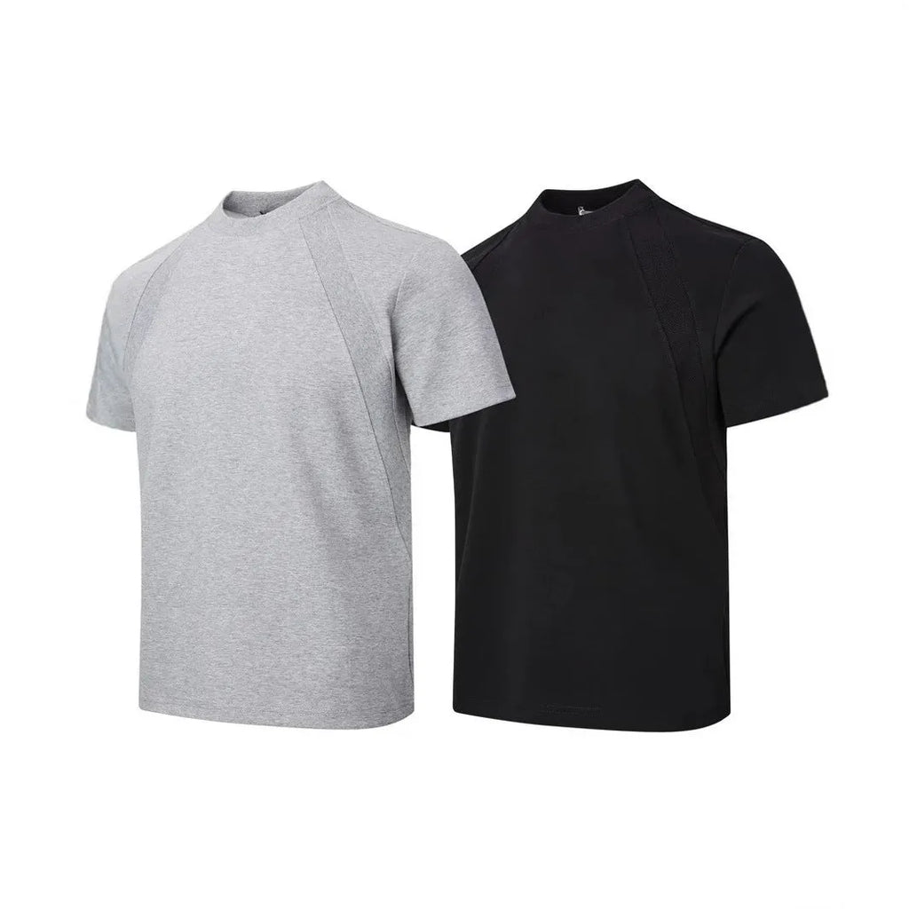 Loose fit short sleeve top with air layer stitching in black, white, or grey colours