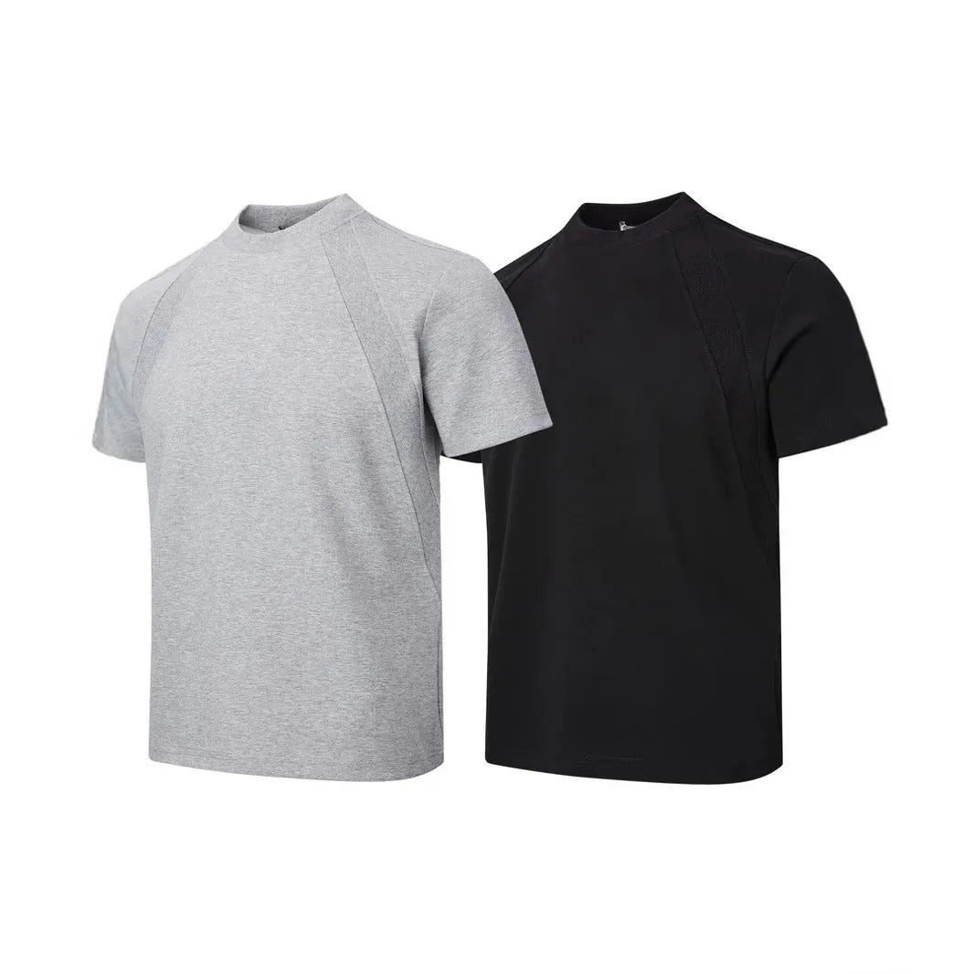 Loose fit short sleeve top with air layer stitching in black, white, or grey colours