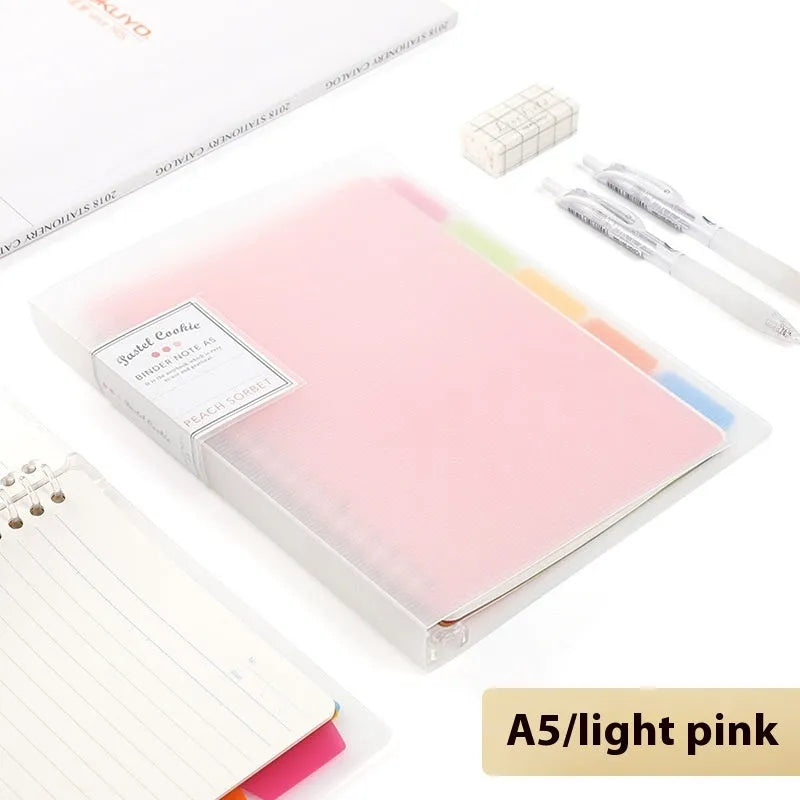 Refillable B5 spiral notebook with coloured PP cover and loose-leaf paper