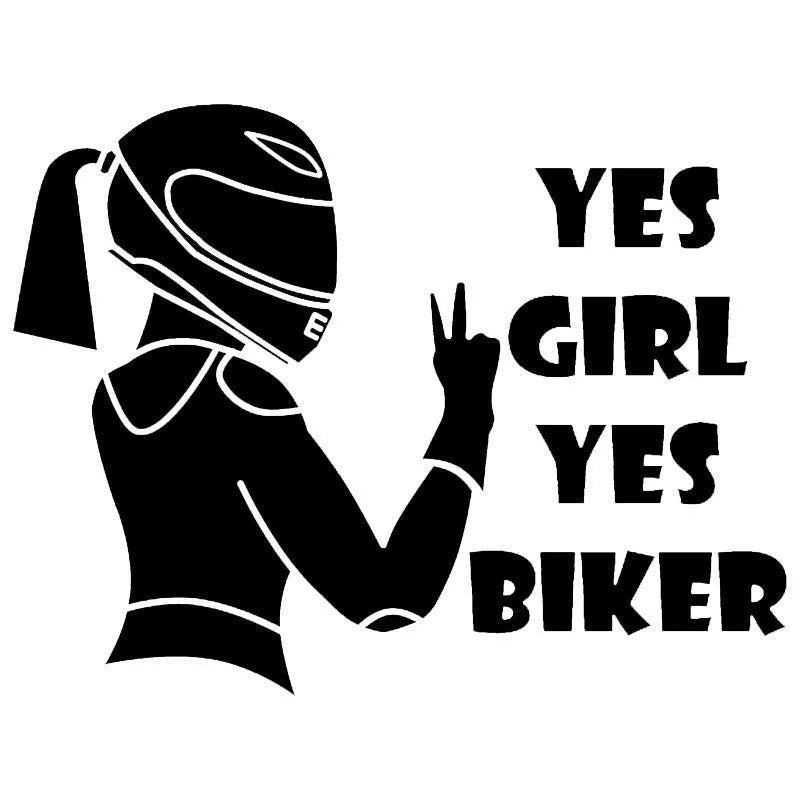 Cool girl rider character car waterproof sticker in black, white, and laser colours