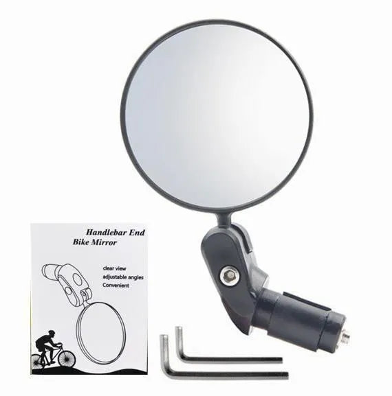 Black convex rearview mirror on a 14cm adjustable stem for vehicle blind spot monitoring.