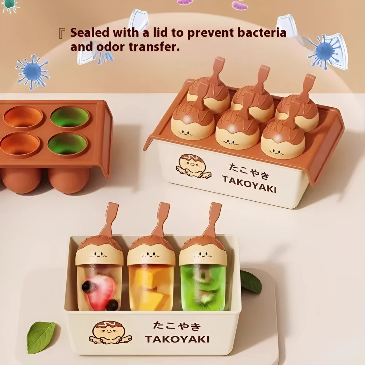 Plastic octopus balls ice cream mould with round cavity design for homemade frozen desserts