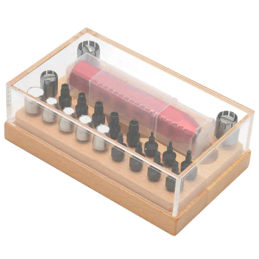 20-piece steel watch repair open tube tool set in storage case