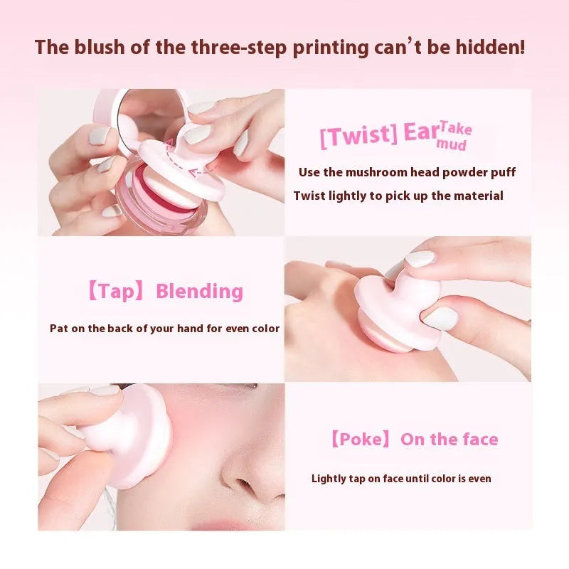 Blush mud compact in nude shimmer shade for cheek makeup application