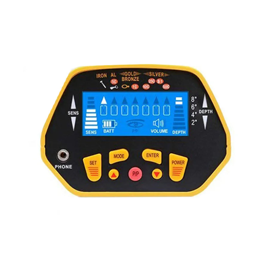GC1028 black and yellow professional metal detector with LCD display and waterproof search coil
