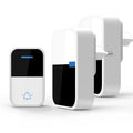 White plastic wireless doorbell with receiver and transmitter units showing modern design