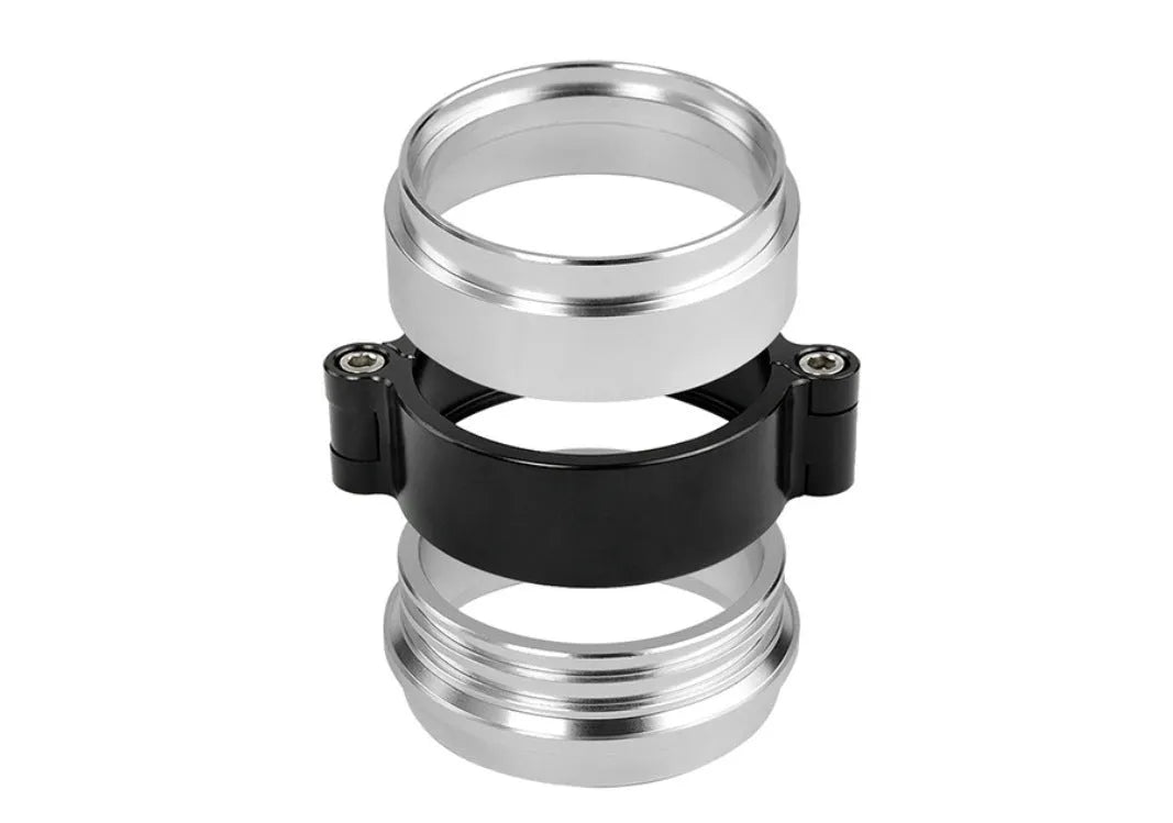 Aluminium fixed movement clamp for turbo exhaust in black blue red colours with 800psi pressure rating
