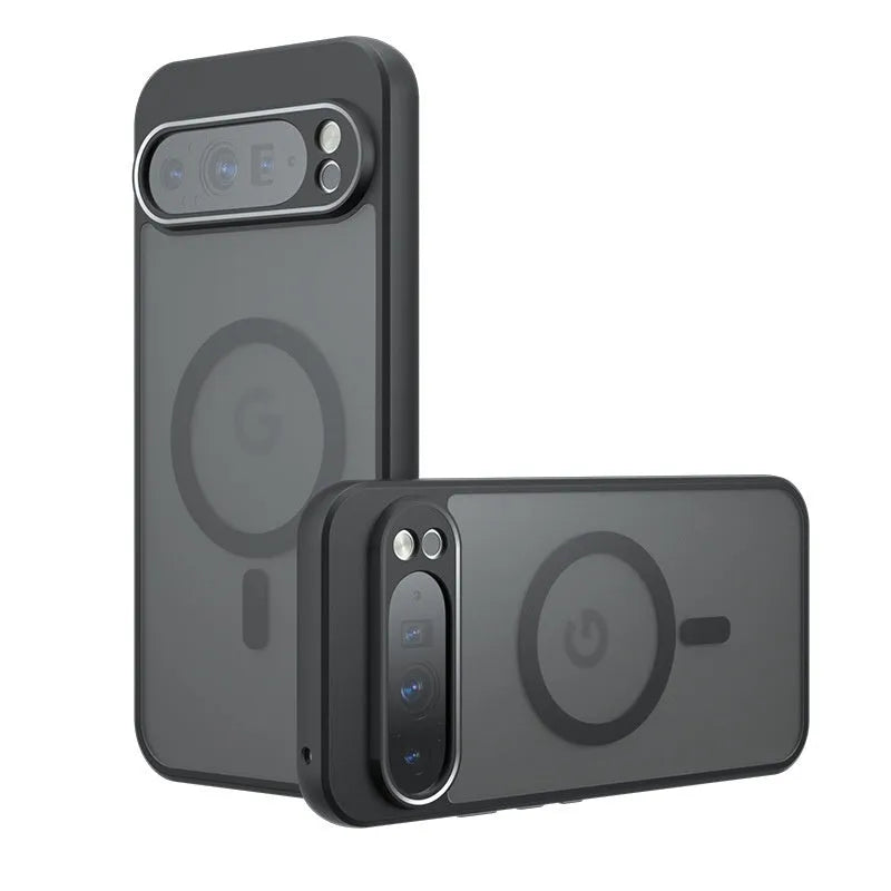 Magnetic matte black phone case for Google Pixel, TPU PC shockproof cover with anti-fingerprint finish