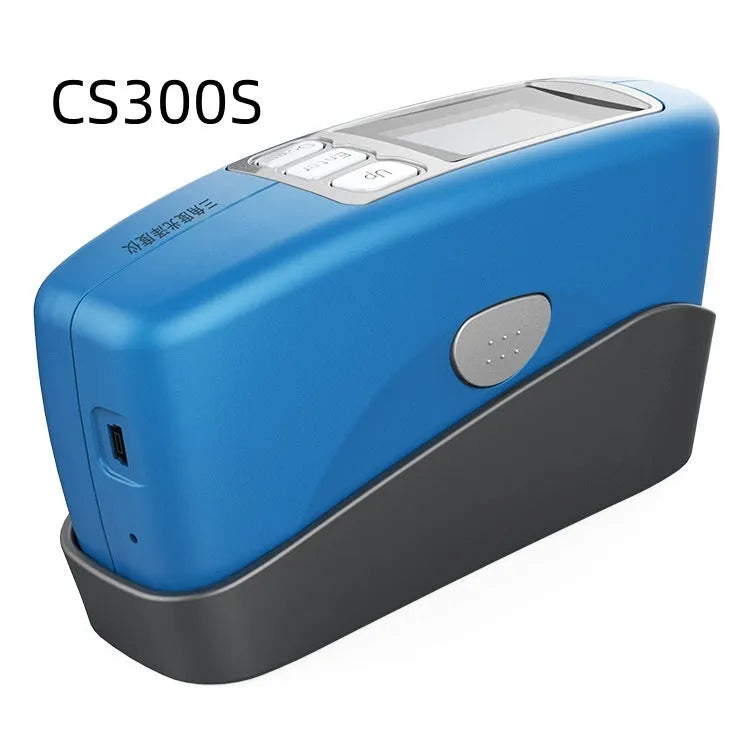 Portable handheld gloss meter for testing ceramic, glass, and paint surface shine.