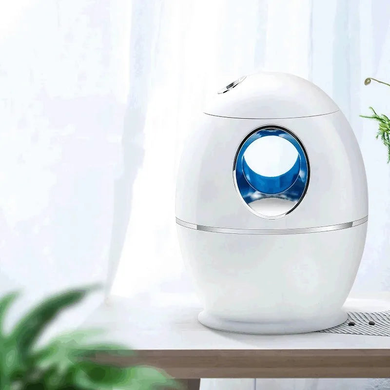 White columnar household air disinfection humidifier with USB cable and mechanical control dials.