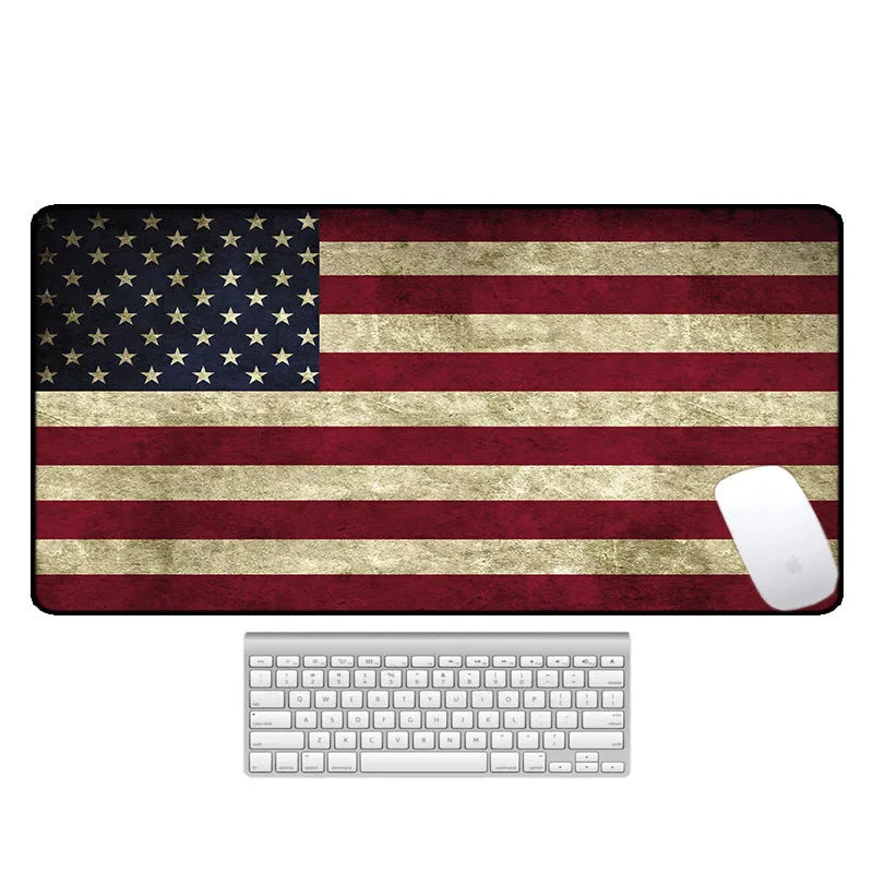 Large computer desk mouse pad with printed pattern and natural rubber non-slip base
