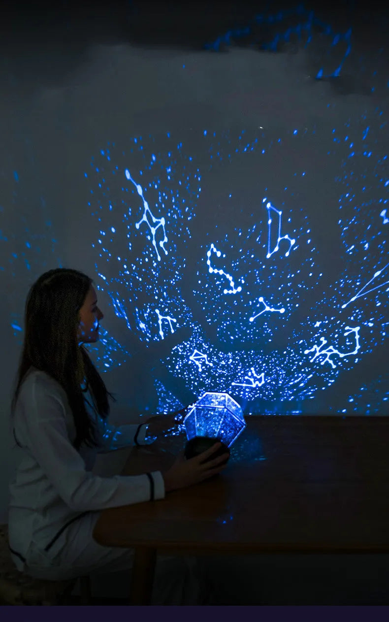 Children's rotating star night light with multi-colour LED lights in rotating and static modes