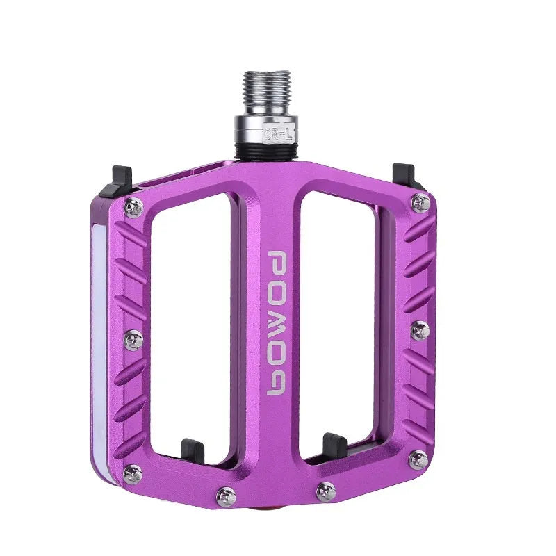Aluminium alloy bicycle pedals with 710LED lights in black, gold, purple, red, and titanium colour options