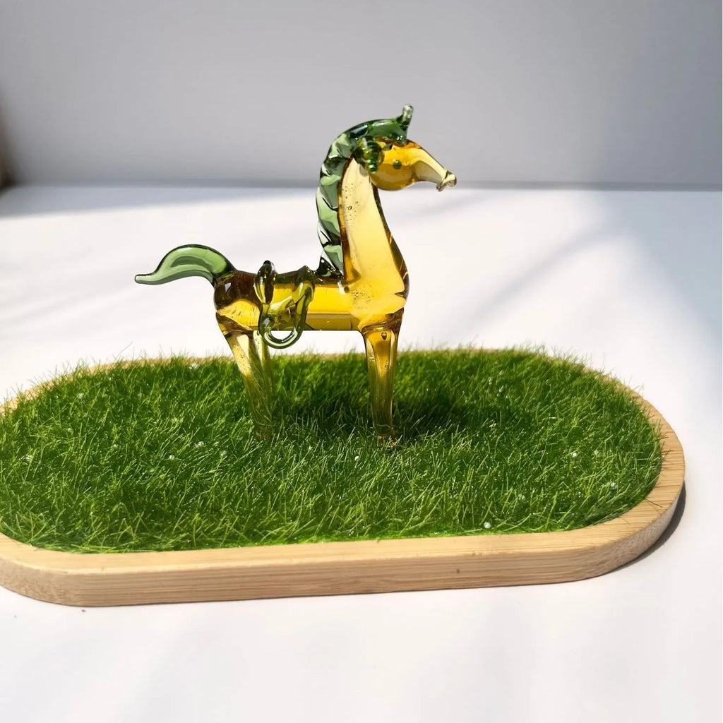 Brown and white coloured glaze handmade horse sculpture modern office decoration