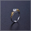 Copper crown crystal ring in black gold finish for cosplay and festival jewellery.