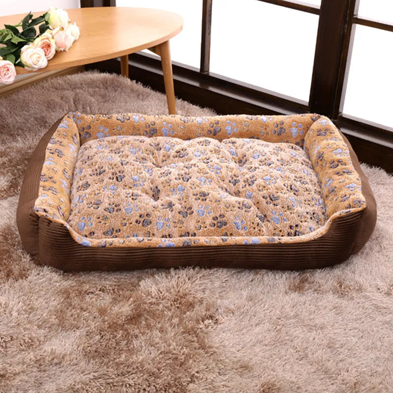 Soft plush dog bed with raised edges in beige colour for small dogs, showing sofa-style design
