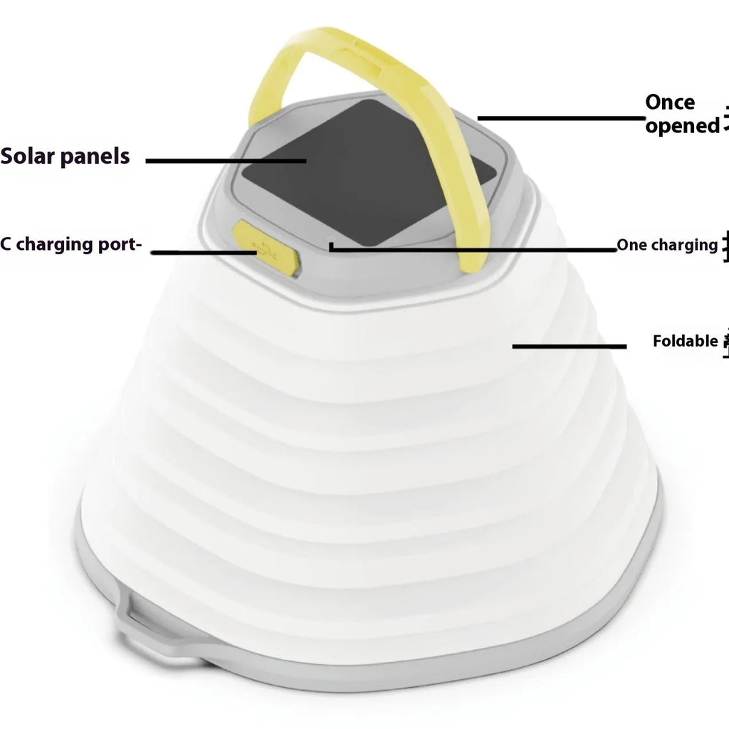 White camping lamp with single-key switch for tent lighting and outdoor use
