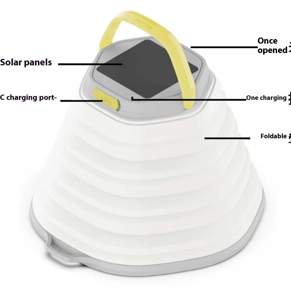 White camping lamp with single-key switch for tent lighting and outdoor use