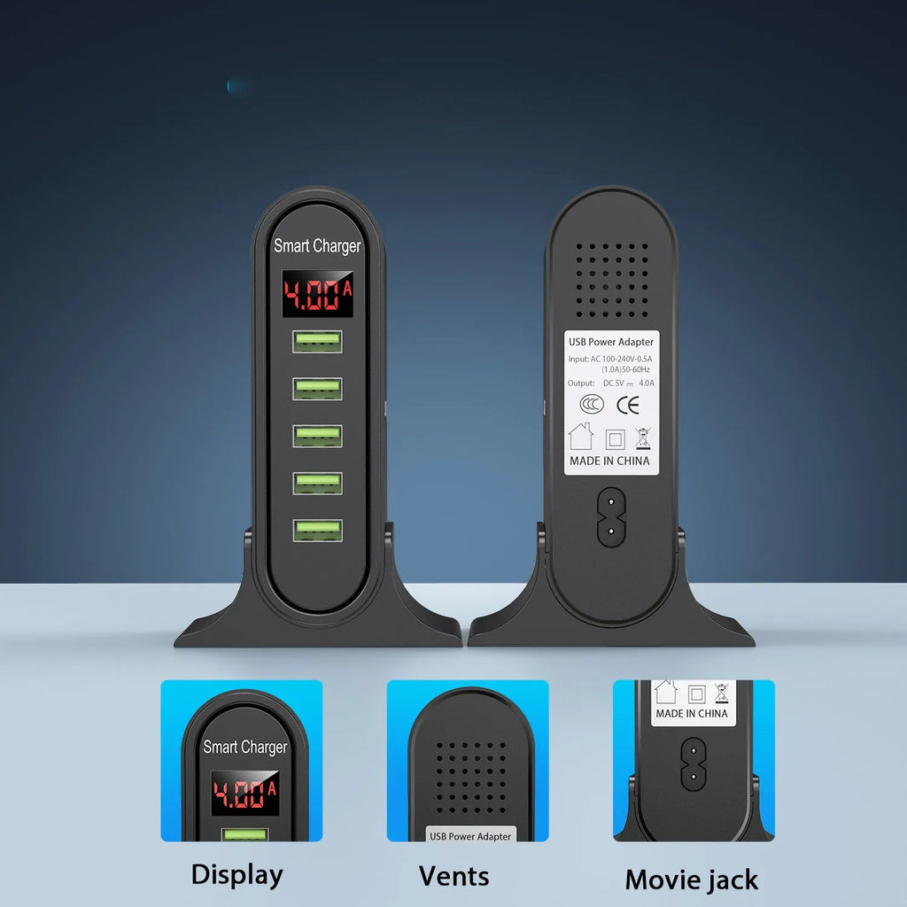 USB digital display smart charger showing charging status with 4000mA output