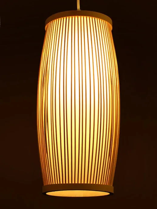Natural bamboo plait decorative lamp with E27 holder, 15cm diameter, for hall or staircase lighting