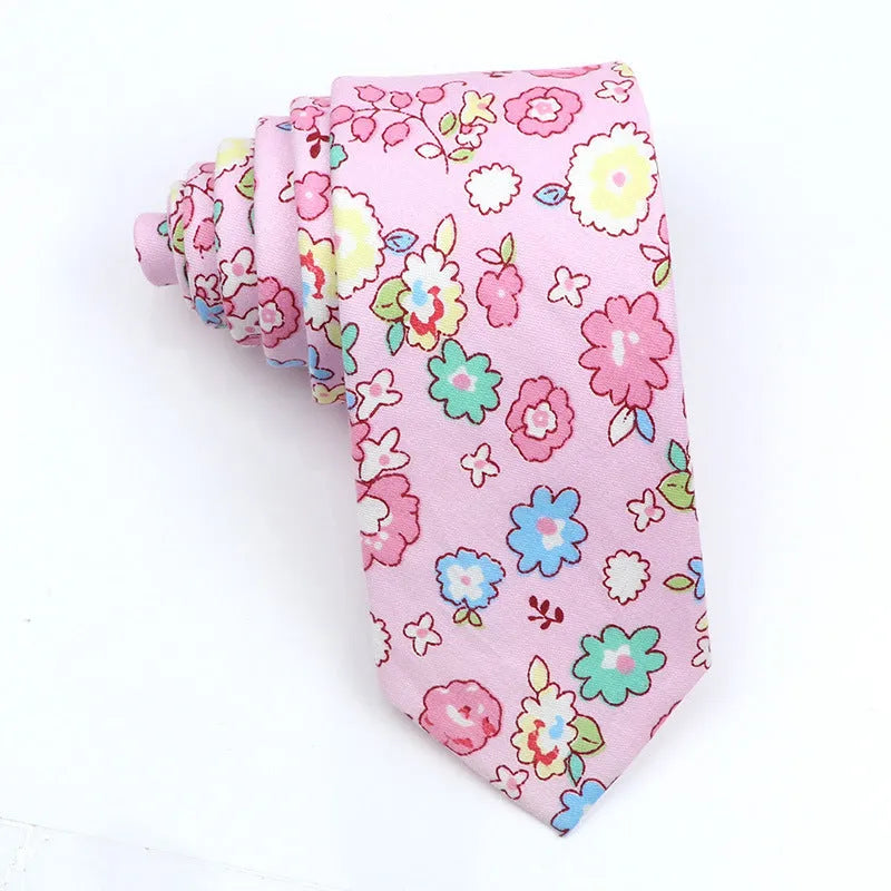 Korean style narrow cotton bow tie with cartoon print pattern in casual men's accessory