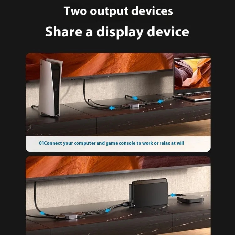 Alloy HDMI cable splitter for computer to television HD audio and video conversion in black or grey