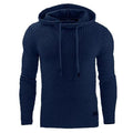 Men's cotton-polyester blend hooded sweatshirt available in nine colours including black, brown, grey, green, khaki, navy, red, and white.