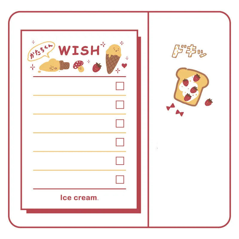 Countdown notes pad showing eight design themes including cherry, flower, cloud, and ice cream patterns