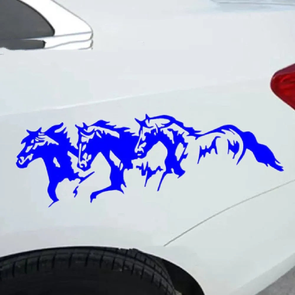 New Three Horses auto decal body sticker in selected colour measuring 25x8cm made of PET material