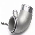 Aluminium alloy 90-degree automobile turbine elbow for lateral engine turbo positioning